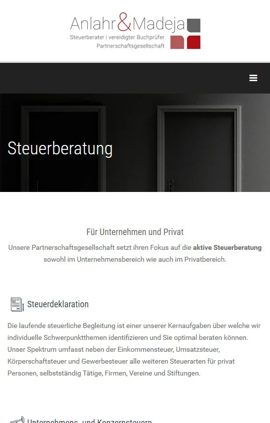 Anlahr & Madeja Partnerschaftsgesellschaft Tablet Anlahr & Madeja Partnerschaftsgesellschaft tablet responsive